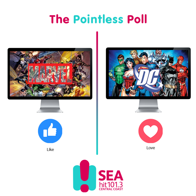 The pointless poll: would you rather Marvel or DC comics? Social poll designed by Emma Marie Horn